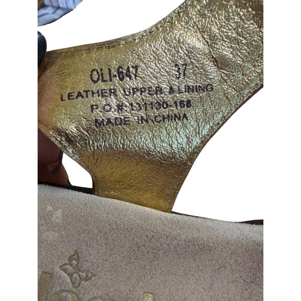 Alegria Brown Leather Strappy Sandals Comfort Wedges Shoes Hook Loop Sz 37 US 7 - Picture 7 of 8